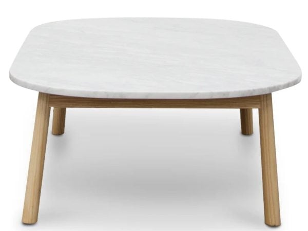 LUCIA Marble Coffee Table - 1.1m Natural Base - Image 2